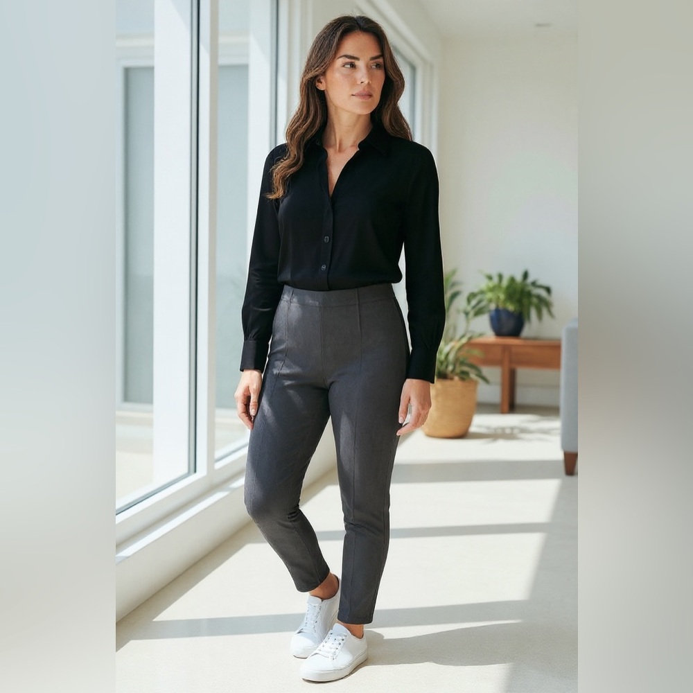 Tahari Smoke Faux Leather Pants